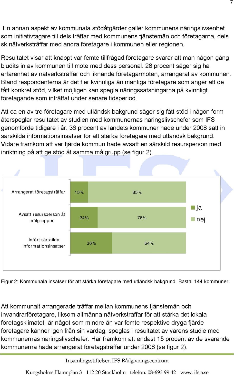 28 procent säger sig ha erfarenhet av nätverksträffar och liknande företagarmöten, arrangerat av kommunen.