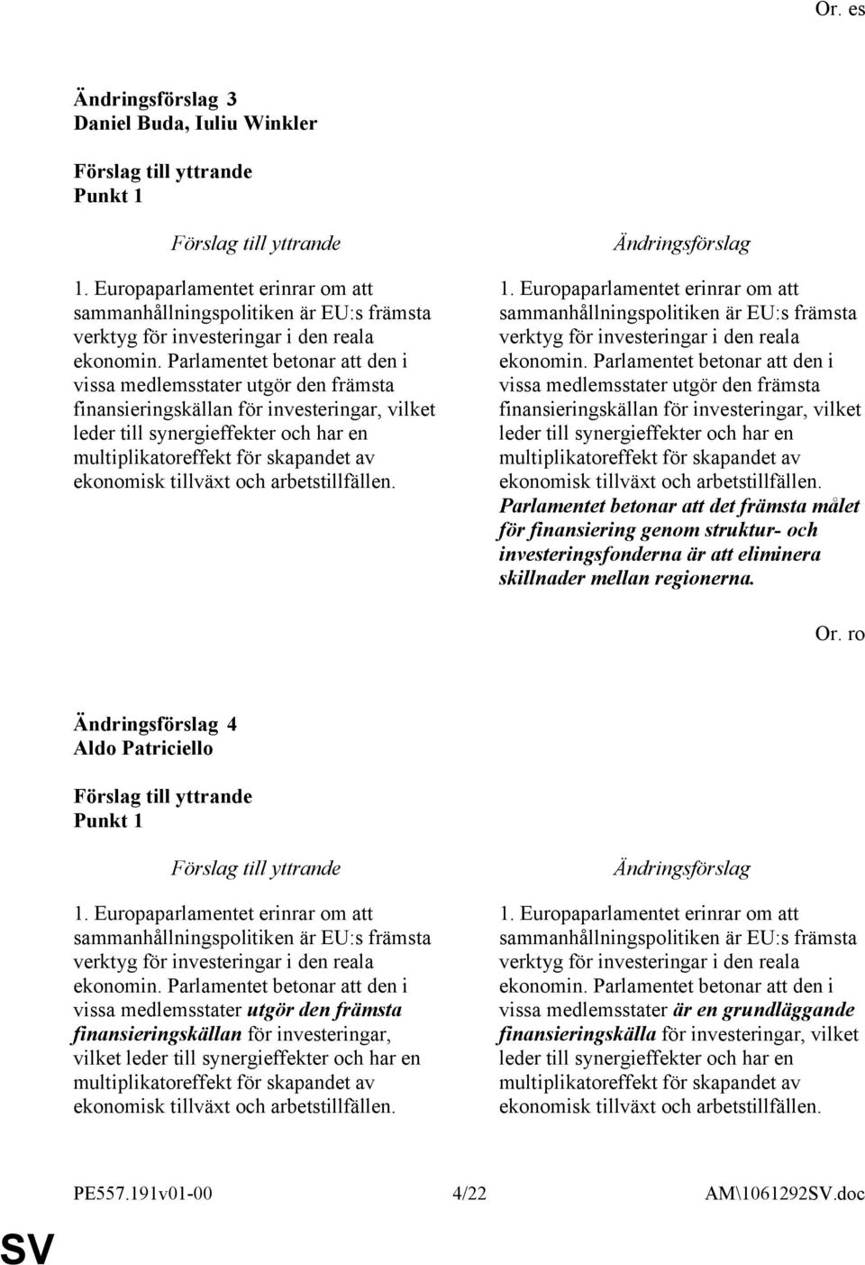 tillväxt och arbetstillfällen. 1. Europaparlamentet erinrar om att sammanhållningspolitiken är EU:s främsta verktyg för investeringar i den reala ekonomin.  tillväxt och arbetstillfällen.