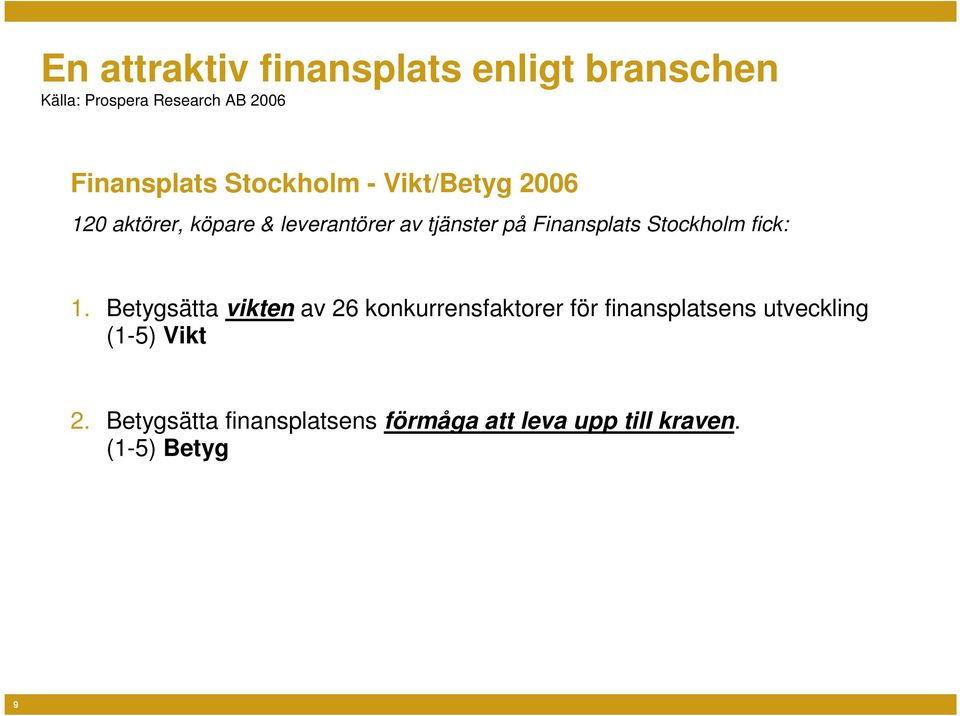 Finansplats Stockholm fick: 1.