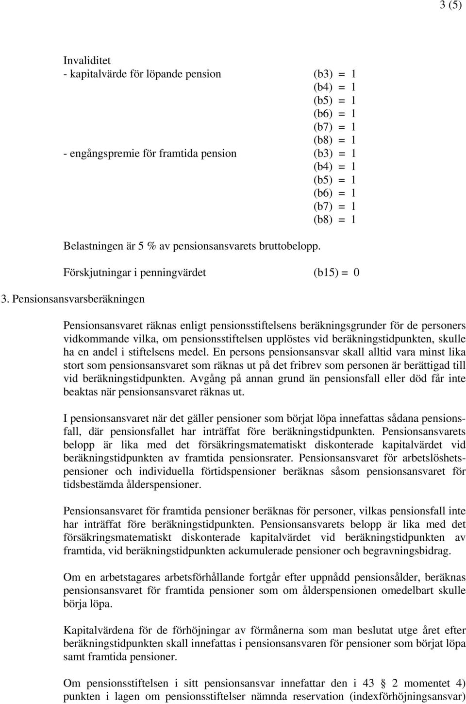 Pensionsnsvrseräkningen Pensionsnsvret räkns enligt pensionsstiftelsens eräkningsgrunder för de personers vidkommnde vilk, om pensionsstiftelsen upplöstes vid eräkningstidpunkten, skulle h en ndel i