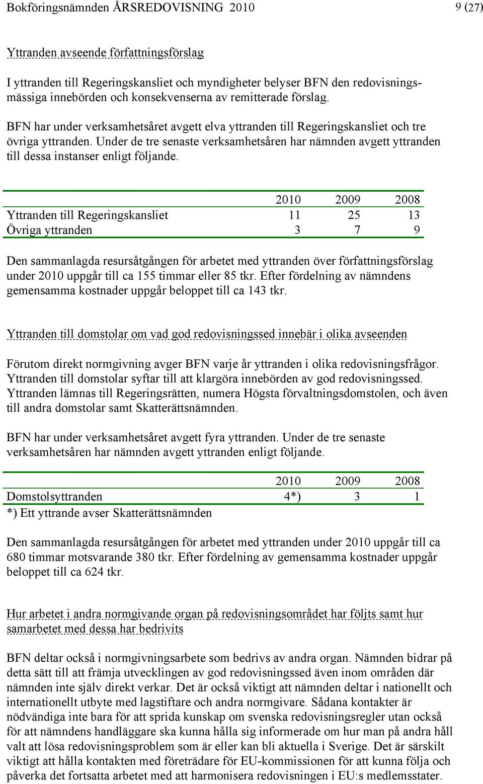 Under de tre senaste verksamhetsåren har nämnden avgett yttranden till dessa instanser enligt följande.