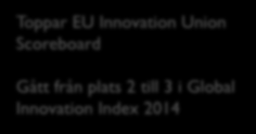 Innovationsförmåga relativt till EU (EU=100)* Stark innovationskraft men andra länder tar in på försprånget 150 145 140 135 130 125 Toppar EU Innovation Union