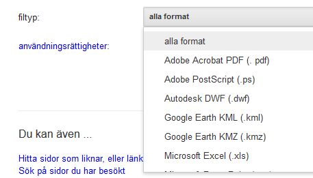 Googles syntax ge mig annat än webbsidor Om du söker andra dokumenttyper än vanliga webbsidor använd operatorn filetype flyktingar OR