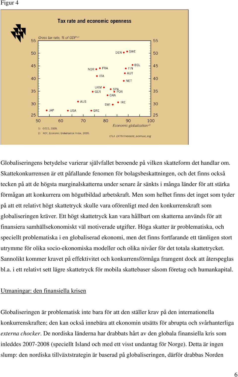 konkurrera om högutbildad arbetskraft. Men som helhet finns det inget som tyder på att ett relativt högt skattetryck skulle vara oförenligt med den konkurrenskraft som globaliseringen kräver.