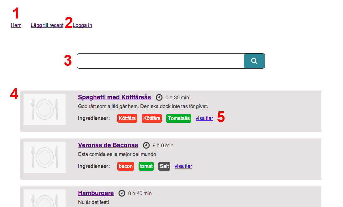 Skärmdumpar Indexsidan Ovan ser vi indexsidan hem. Denna sida är den man kommer till när man går in på sidan. 1. Navigationspanel Finns alltid med oberoende på vart på sidan du är.