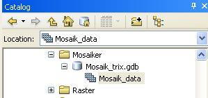 2. Välj vilken mapp som databasen ska ligga i och högerklicka välj New > File geodatabase 3. Namnge databasen Skapa ett mosaik-dataset 1.