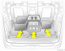 Förvaring 77 Information om lastning Tunga föremål i bagagerummet ska placeras mot ryggstöden. Se till att ryggstöden är ordentligt spärrade.