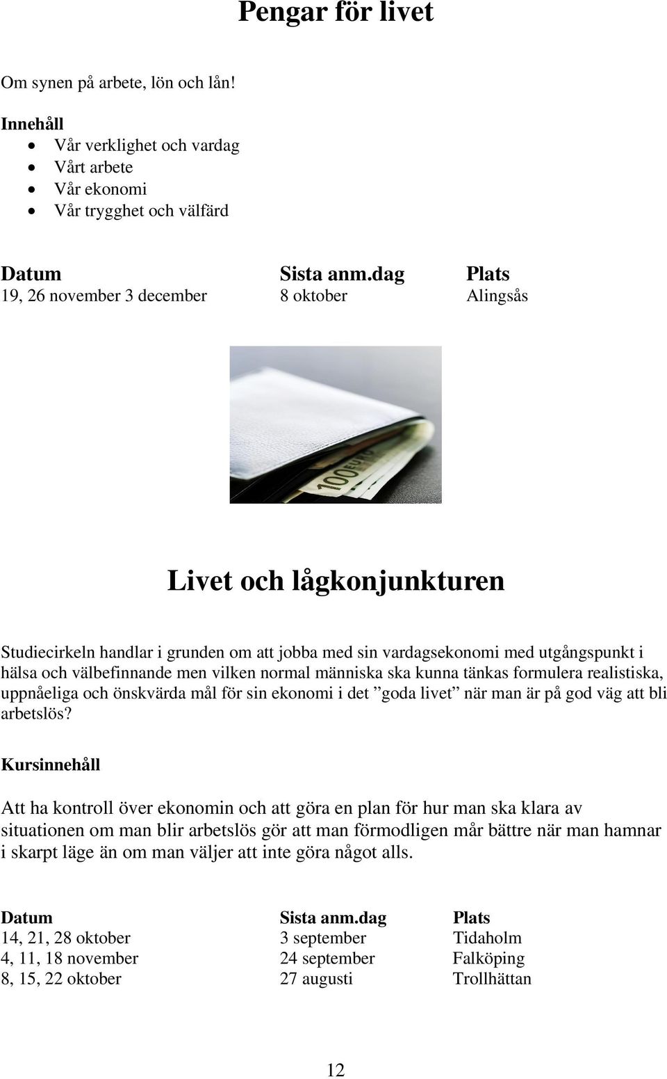 vilken normal människa ska kunna tänkas formulera realistiska, uppnåeliga och önskvärda mål för sin ekonomi i det goda livet när man är på god väg att bli arbetslös?