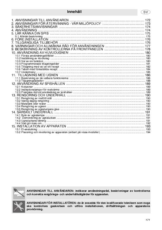 Du hittar svar på alla dina frågor i SMEG CE6CMX instruktionsbok (information, specifikationer, säkerhetsanvisningar, tillbehör
