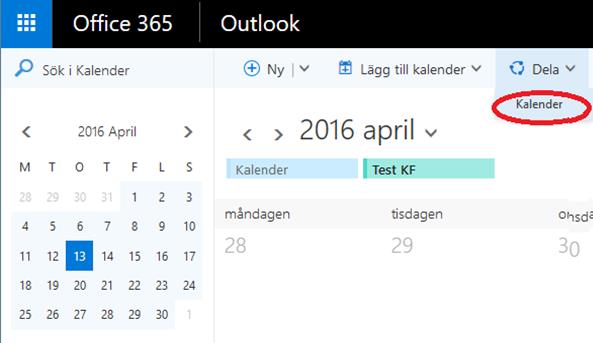 Kalender - dela min kalender Klicka på Dela