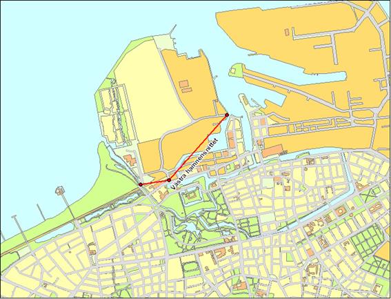 3.8 Västra Hamnsnittet Västra Hamnsnittet består av tre mätpunkter och mäter hur mycket trafik som tar sig till och från Västra Hamnen. Förutom biltrafik mäts även cykel- (och moped-)trafik.