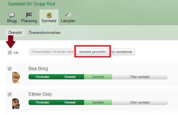 Förslagsvis gör du det under samtalet eller så snart du skrivit in dina noteringar från samtalet och eventuella överenskommelser är inlagda och uppdaterade. 1.