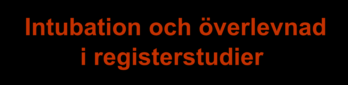 Intubation och överlevnad i registerstudier Justerat odds ratio för 30 dagars överlevnad (ålder, kön, plats, HLR före ambulans,