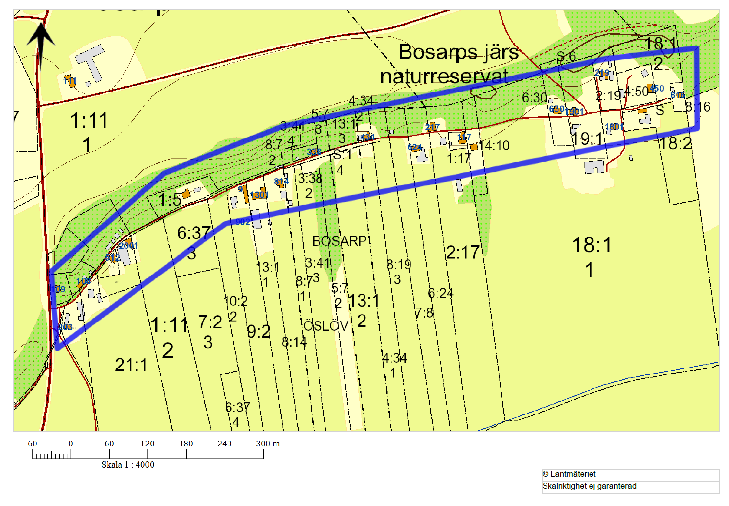 2.6 Bosarps Jär Översiktskarta över utredningsområdet Bosarps Jär (observera att markerat område är ett utredningsområde, ett eventuellt framtida verksamhetsområde kan komma att ha andra gränser).