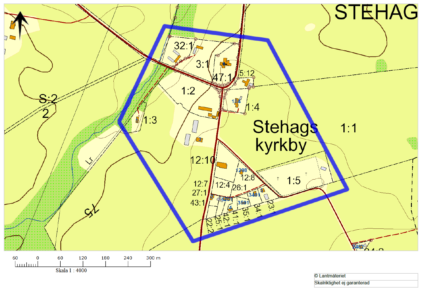3.2 Stehags Kyrkby Översiktskarta över utredningsområdet Stehags Kyrkby (observera att markerat område är ett utredningsområde, ett eventuellt framtida verksamhetsområde kan komma att ha andra