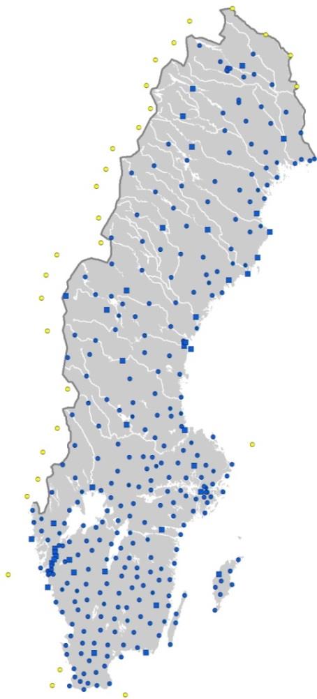 1.2.5 SWEPOS SWEPOS är Sveriges nät av fasta referensstationer, se figur 2, och används för satellitpositionering.
