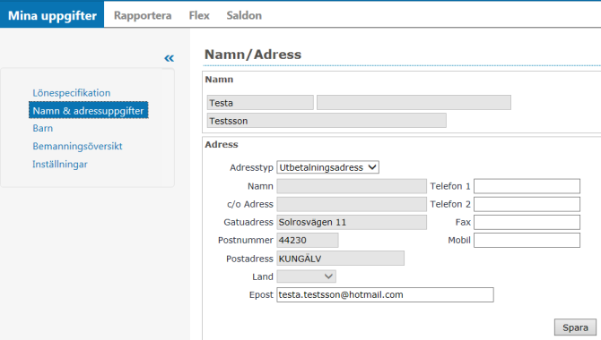 Mina uppgifter Lönespecifikation Under Mina uppgifter finner du bland annat dina lönespecifikationer. Där ser du gamla lönespecifikationer samt den lönespecifikation som är aktuell nu.