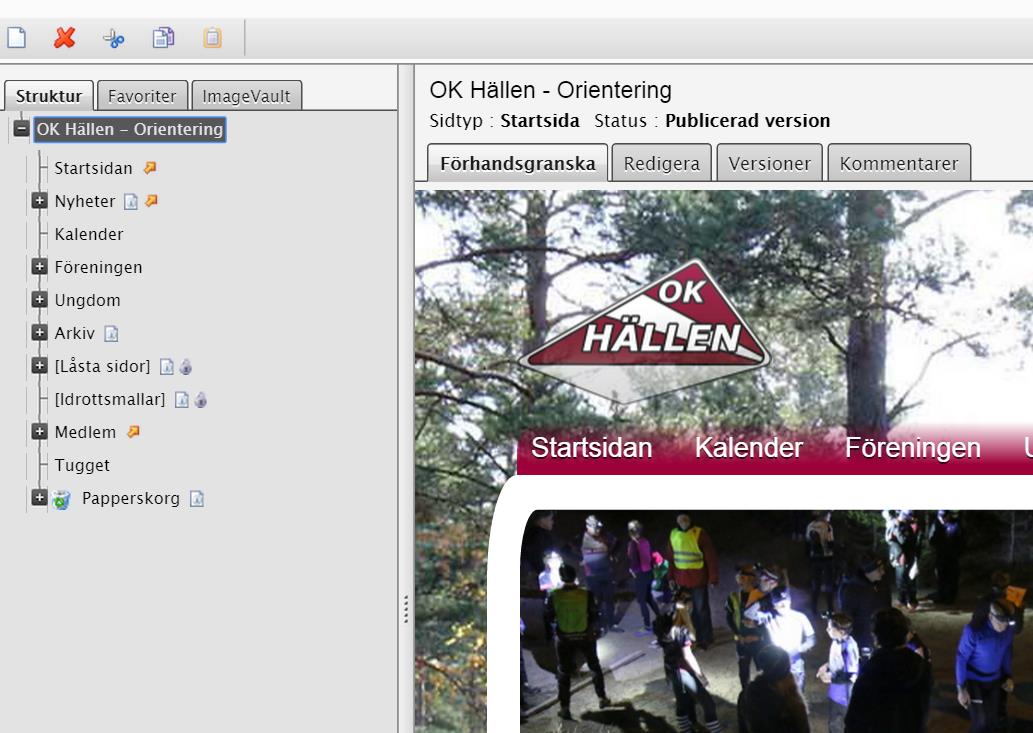 Lägga till en Huvudnyhet Nu ser vyn ut så här: Klicka