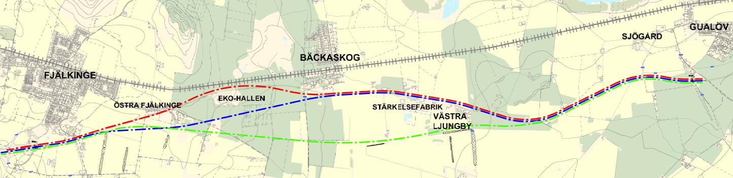 Trafikplatsens utformning ska studeras vidare för att säkerställa optimal lösning med hänsyn till trafikströmmarna. 5.4. Studerade alternativ i samrådshandlingen 5.4.1. Typsektioner Figur 19.