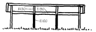 Figur F1. Avskiljning med skiljevägg i klass EI 60. Kräver att takfoten tätas en meter på var sida om varje skiljevägg.