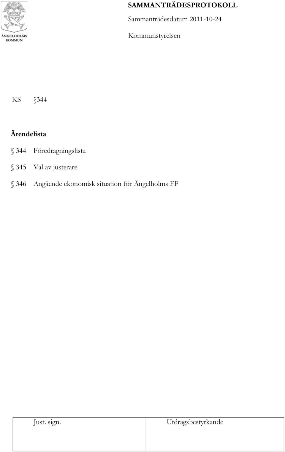 av justerare 346 Angående