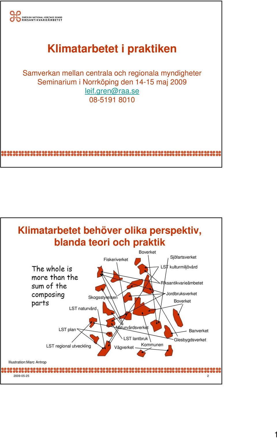 se 08-5191 8010 Klimatarbetet behöver olika perspektiv, blanda teori och praktik Fiskeriverket Boverket Sjöfartsverket