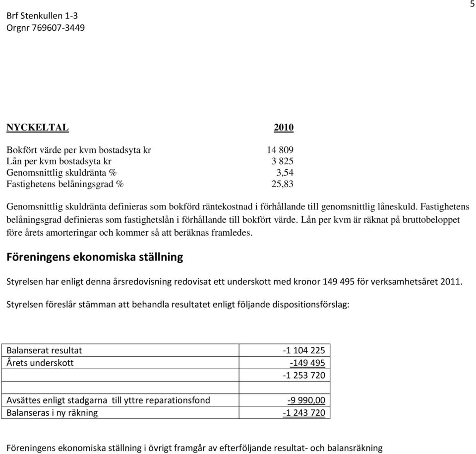 Lån per kvm är räknat på bruttobeloppet före årets amorteringar och kommer så att beräknas framledes.