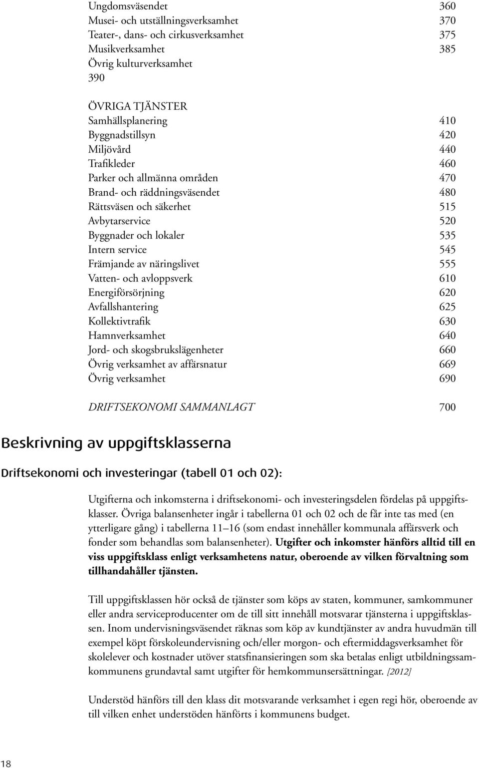 Främjande av näringslivet 555 Vatten- och avloppsverk 610 Energiförsörjning 620 Avfallshantering 625 Kollektivtrafik 630 Hamnverksamhet 640 Jord- och skogsbrukslägenheter 660 Övrig verksamhet av