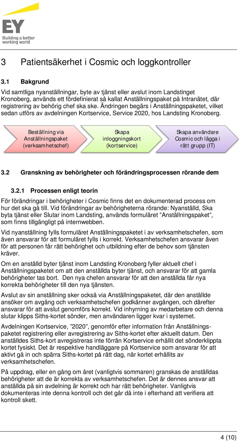 ska ske. Ändringen begärs i Anställningspaketet, vilket sedan utförs av avdelningen Kortservice, Service 2020, hos Landsting Kronoberg.