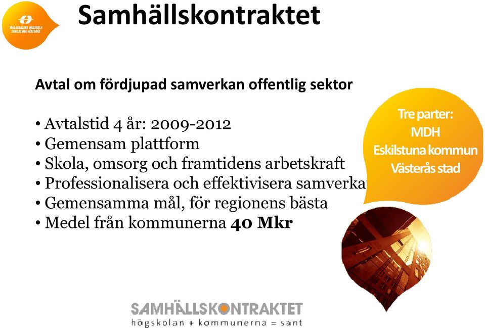 Professionalisera och effektivisera samverkan Gemensamma mål, för regionens