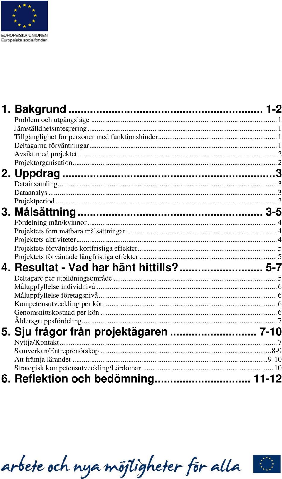 .. 4 Projektets aktiviteter... 4 Projektets förväntade kortfristiga effekter... 5 Projektets förväntade långfristiga effekter... 5 4. Resultat - Vad har hänt hittills?