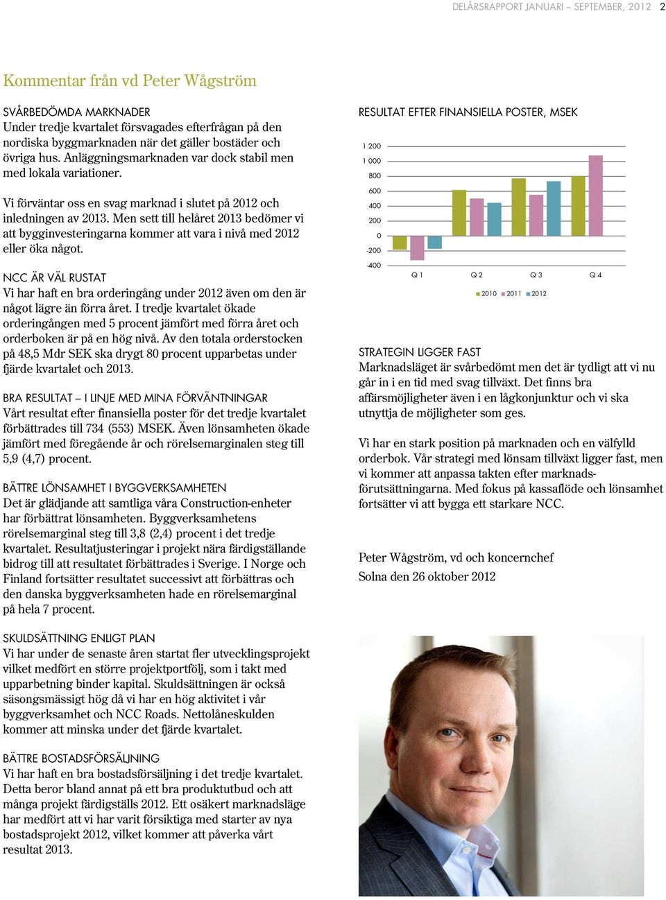 Men sett till helåret 2013 bedömer vi att bygginvesteringarna kommer att vara i nivå med 2012 eller öka något.