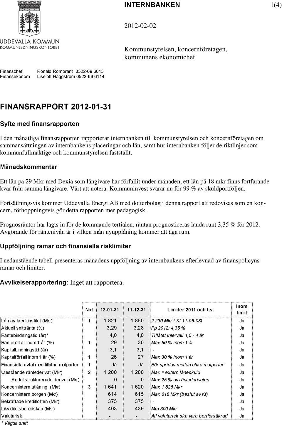 internbanken följer de riktlinjer som kommunfullmäktige och kommunstyrelsen fastställt.