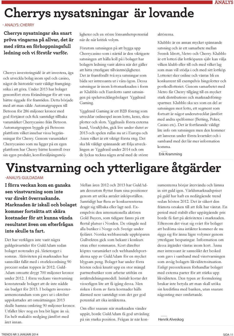 Under 2013 har bolaget genomfört stora förändringar för att vara bättre riggade för framtiden.