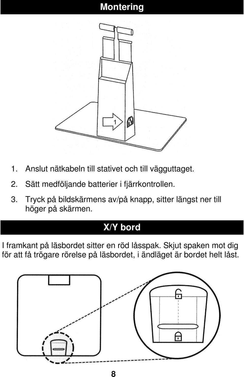 Tryck på bildskärmens av/på knapp, sitter längst ner till höger på skärmen.