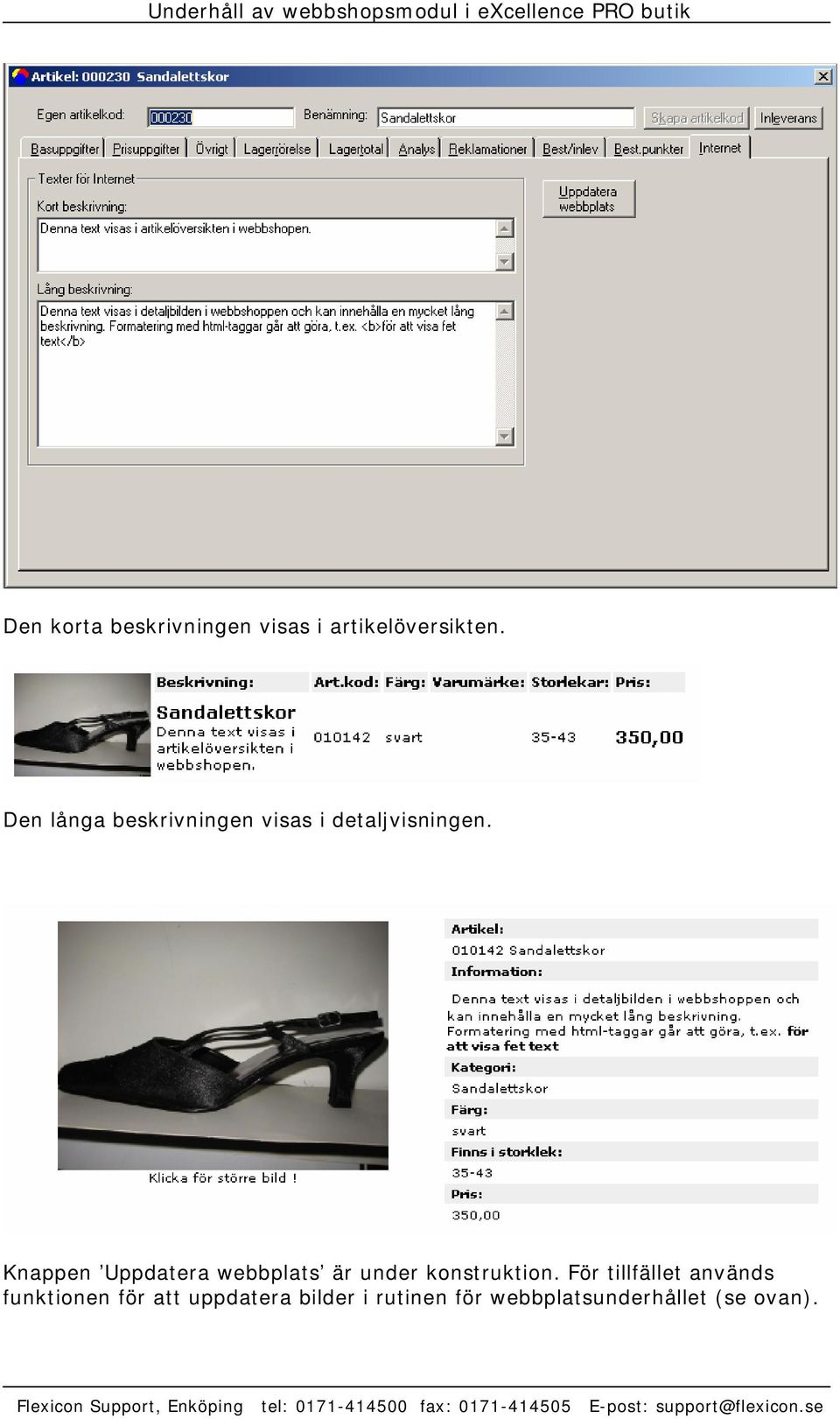 Knappen Uppdatera webbplats är under konstruktion.