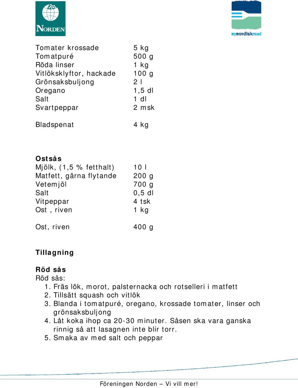 Tillagning Röd sås Röd sås: 1. Fräs lök, morot, palsternacka och rotselleri i matfett 2. Tillsätt squash och vitlök 3.