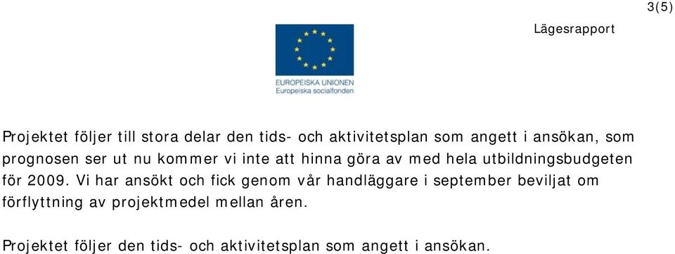 2009. Vi har ansökt och fick genom vår handläggare i september beviljat om förflyttning av