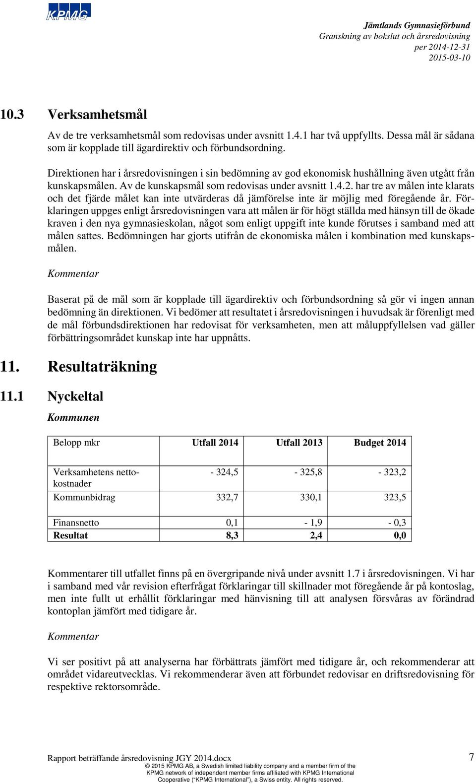 har tre av målen inte klarats och det fjärde målet kan inte utvärderas då jämförelse inte är möjlig med föregående år.