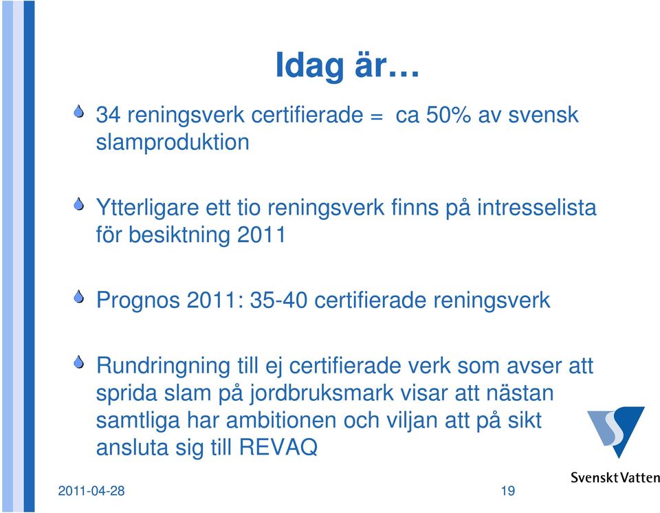 reningsverk Rundringning till ej certifierade verk som avser att sprida slam på