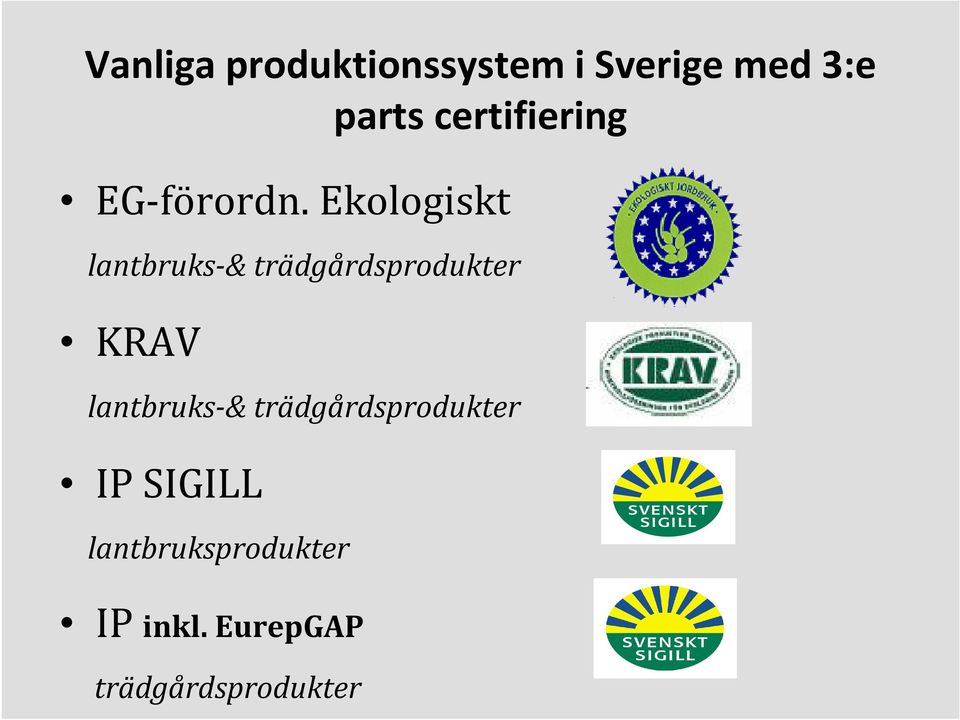 Ekologiskt lantbruks-& trädgårdsprodukter KRAV