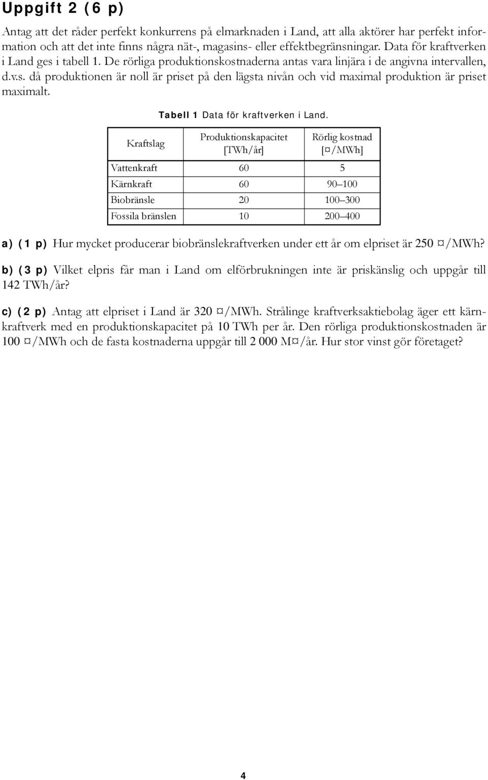 Kraftslag Tabell 1 Data för kraftverke i Lad.