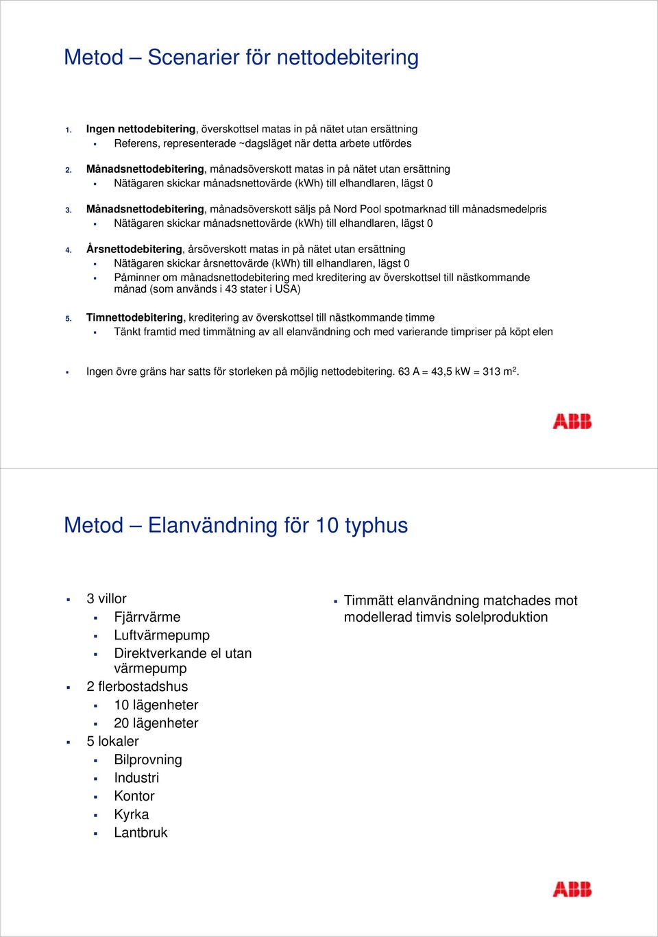 Månadsnettodebitering, månadsöverskott säljs på Nord Pool spotmarknad till månadsmedelpris Nätägaren skickar månadsnettovärde (kwh) till elhandlaren, lägst 0 4.