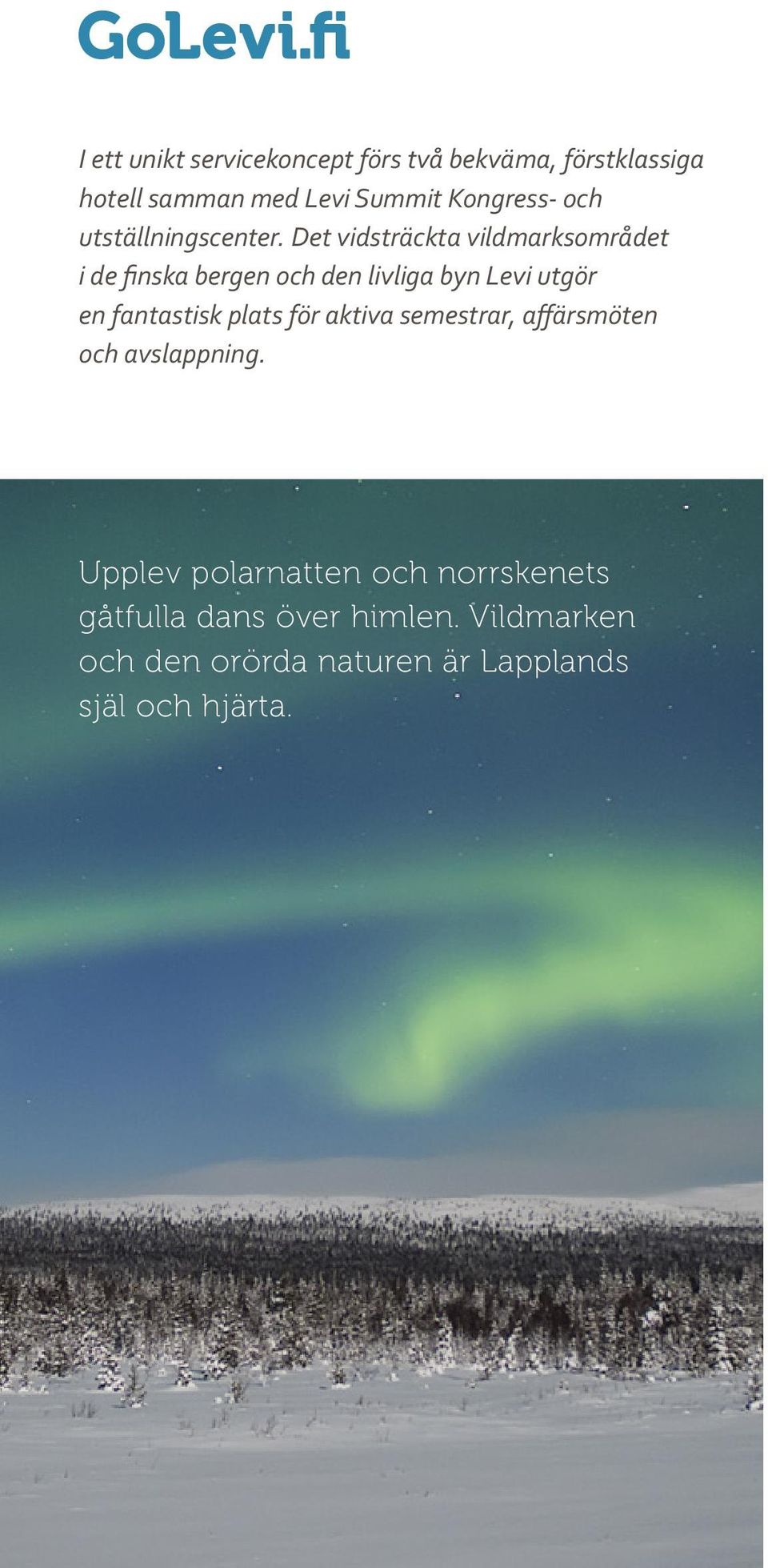 Det vidsträckta vildmarksområdet i de finska bergen och den livliga byn Levi utgör en fantastisk