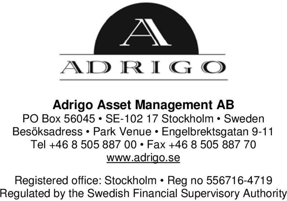 Fax +46 8 505 887 70 www.adrigo.