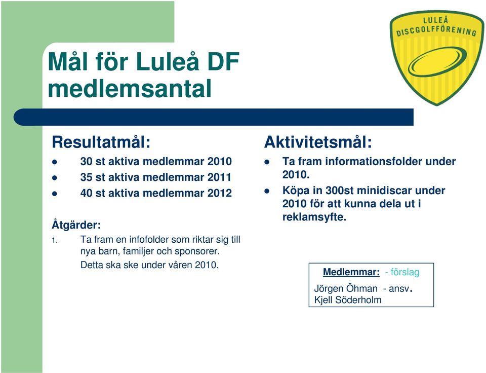 Ta fram en infofolder som riktar sig till nya barn, familjer och sponsorer. Detta ska ske under våren 2010.