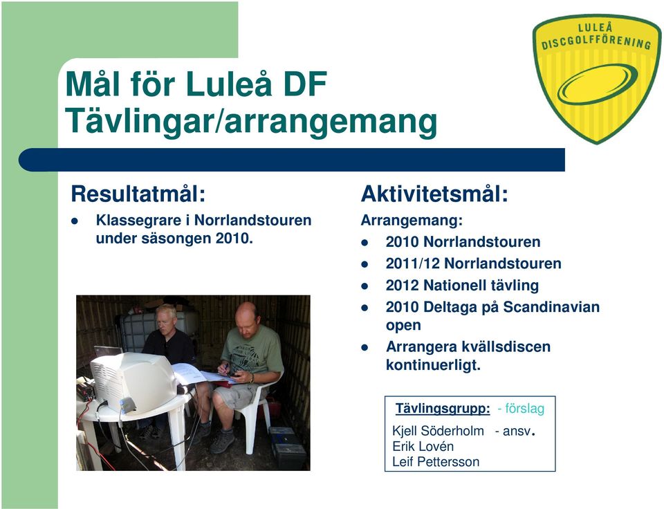 Aktivitetsmål: Arrangemang: 2010 Norrlandstouren 2011/12 Norrlandstouren 2012