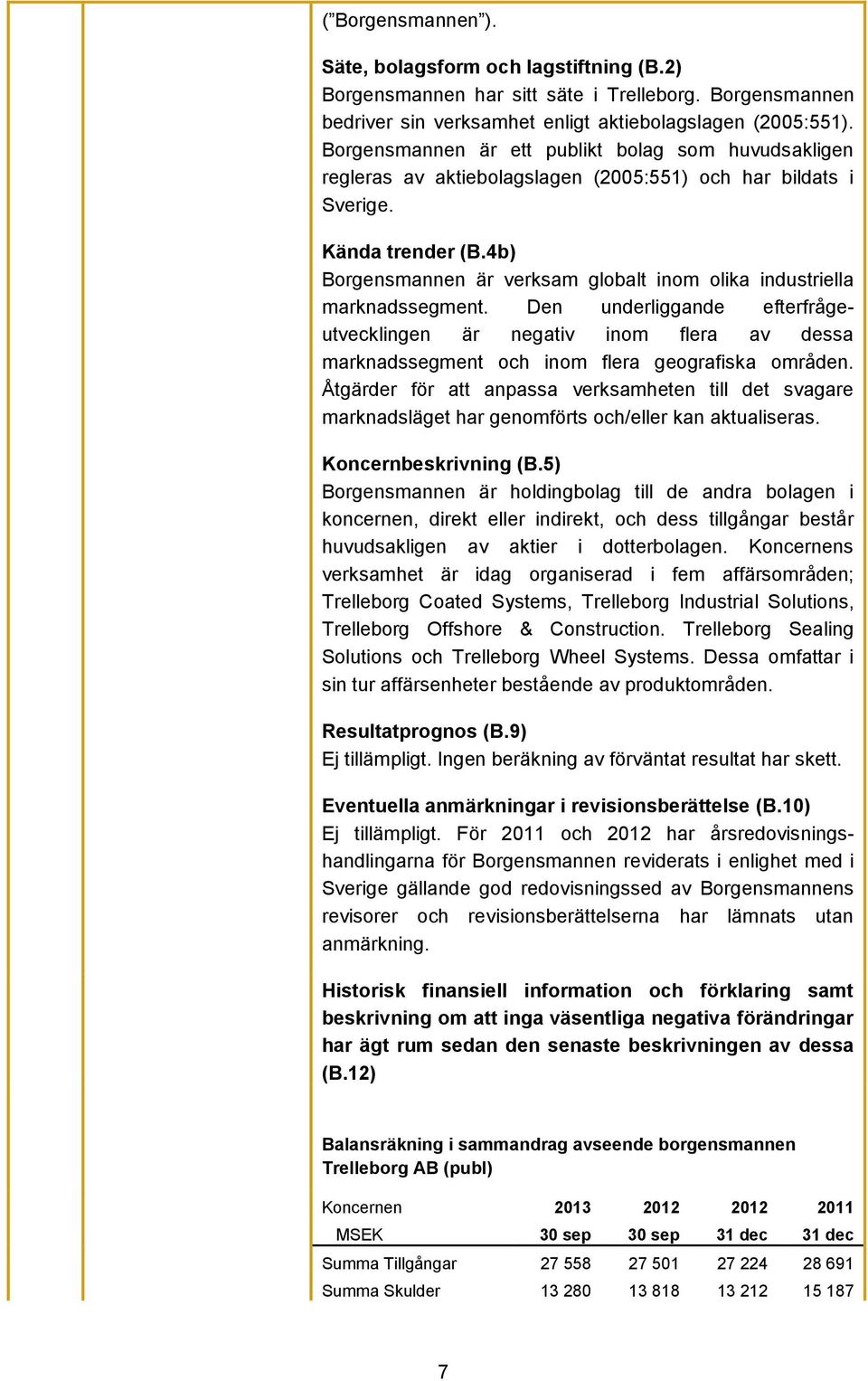 4b) Borgensmannen är verksam globalt inom olika industriella marknadssegment.