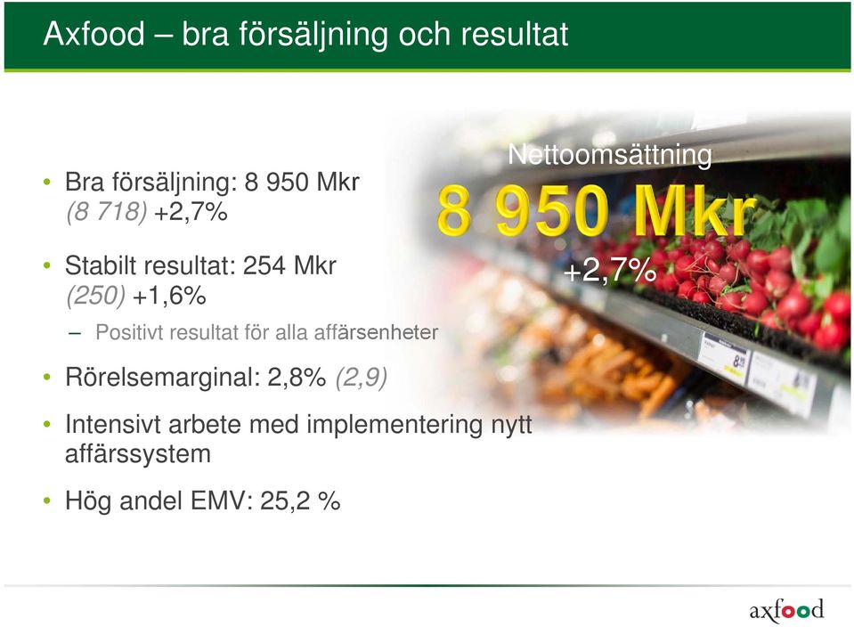 resultat för alla affärsenheter +2,7% Rörelsemarginal: 2,8% (2,9)