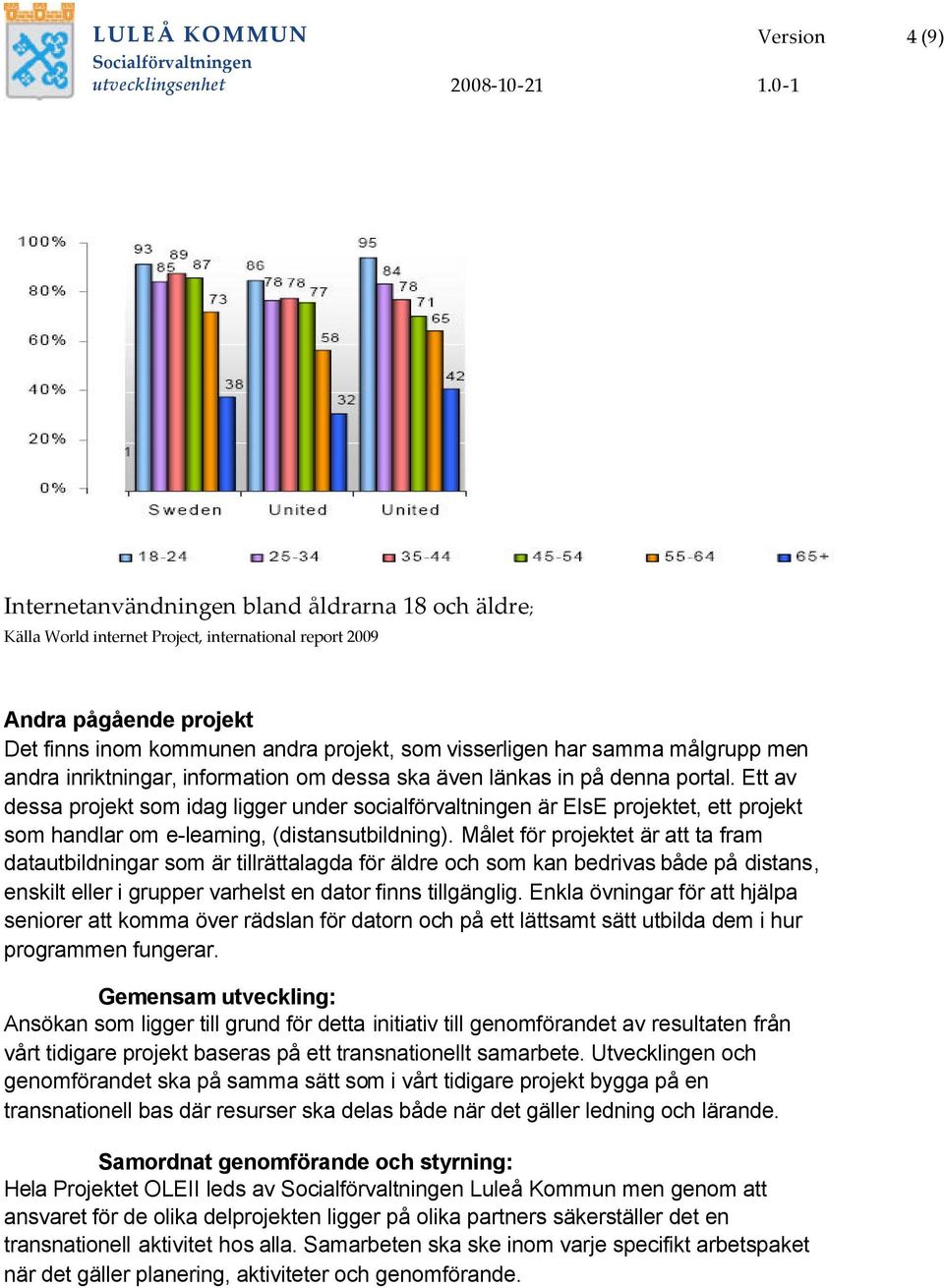 Ett av dessa projekt som idag ligger under socialförvaltningen är ElsE projektet, ett projekt som handlar om e-learning, (distansutbildning).